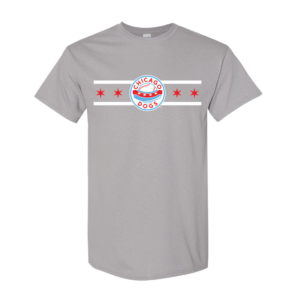 CHICAGO DOGS MEN'S CHICAGO CITY FLAG SHORT SLEEVE TEE - CEMENT