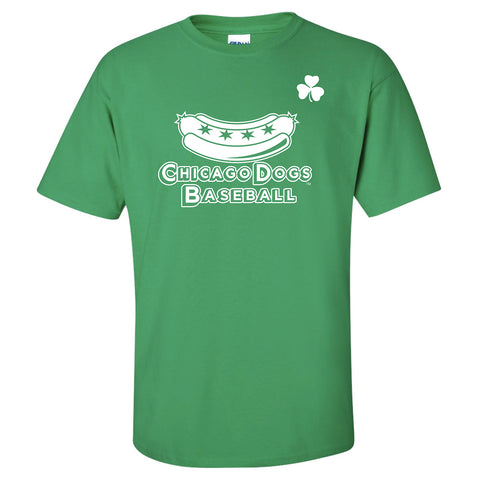 Chicago Dogs Mens St. Patrick's Day Secondary Logo Short Sleeve Tee - Green - Chicago Dogs Team Store
