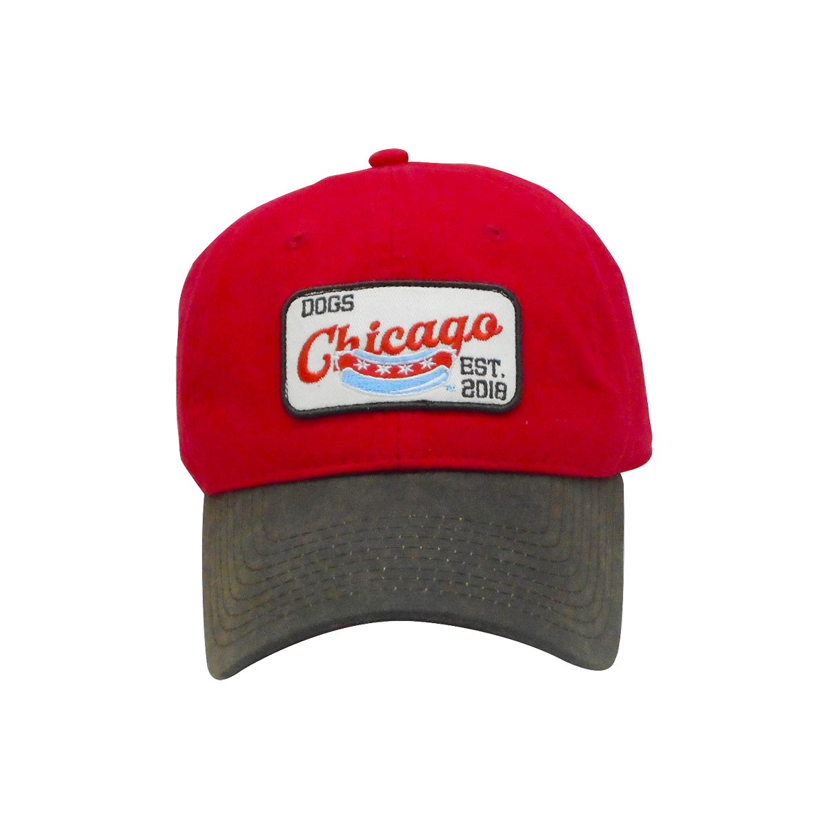 DOGS STRUCTURED SCRIPT PATCH ADJUSTABLE HAT - RED