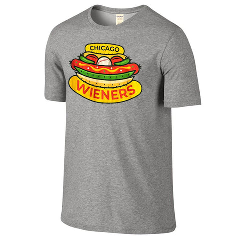 Chicago Dogs Mens Chicago Wieners Short Sleeve Tee - Heather Grey - Chicago Dogs Team Store