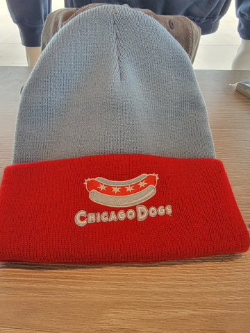 Chicago Dogs Primary Logo Cuffed Knit Winter Hat - Blue/Red
