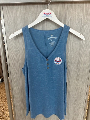 CHICAGO DOGS BLUE PRIMARY LOGO WOMENS BUTTON UP TANK TOP