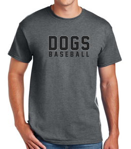 Dark Heather Grey Dogs Baseball T-Shirt