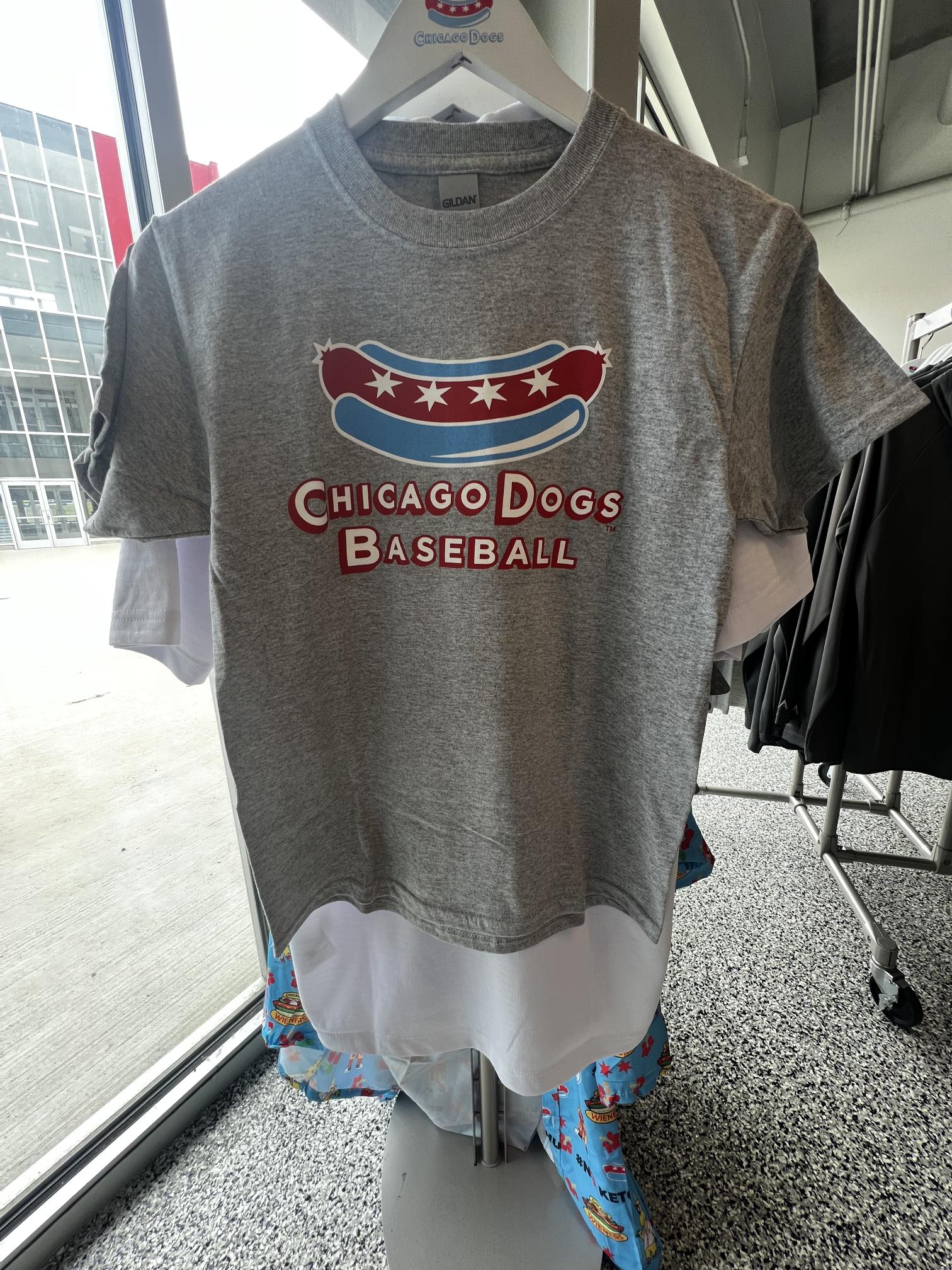 Chicago Dogs Youth Secondary Logo Short Sleeve Basic Tee - Grey-Red Font