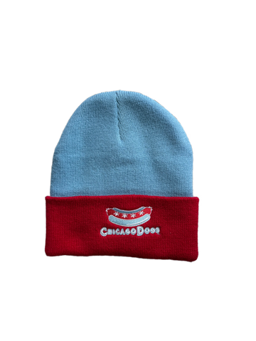 Chicago Dogs Secondary Logo Cuffed Knit Winter Hat - Blue/Red