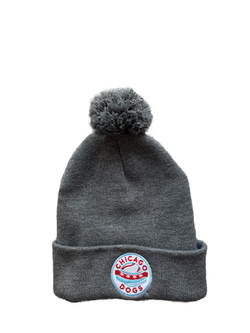 Chicago Dogs Primary Logo Cuffed Pom Knit Winter Hat - Gray