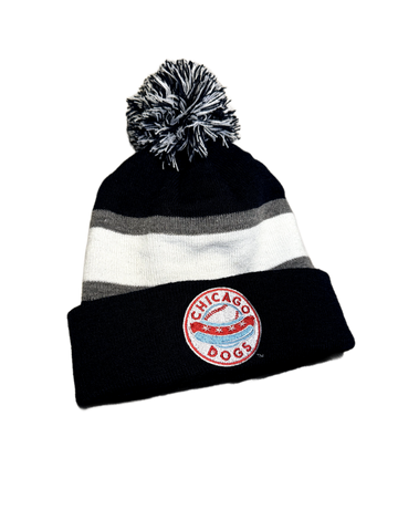 Chicago Dogs Primary Logo Cuffed Pom Knit Winter Hat - Blue/White/Gray