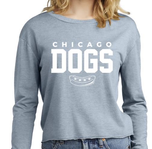 WOMEN'S HOT DOG LOGO TEE- BLUE STEEL