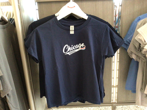 CHICAGO DOGS YOUTH CHICAGO SCRIPT SHORT SLEEVE TEE - NAVY