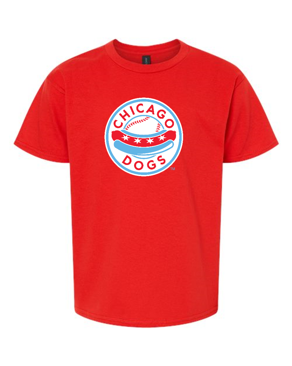 Chicago Dogs Youth Circle Logo SS Red Tee