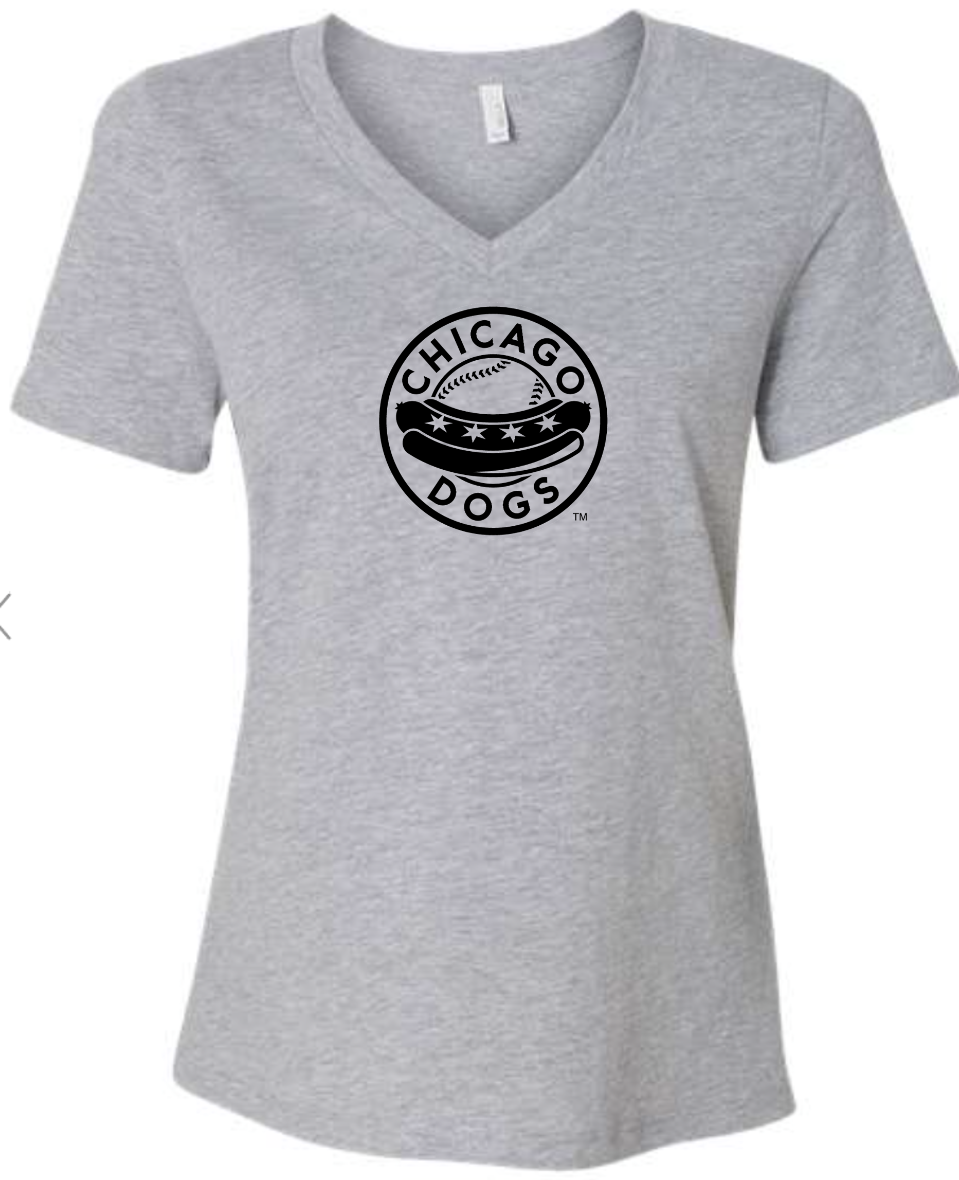 Chicago Dogs Women V Neck Grey-Black Circle Logo
