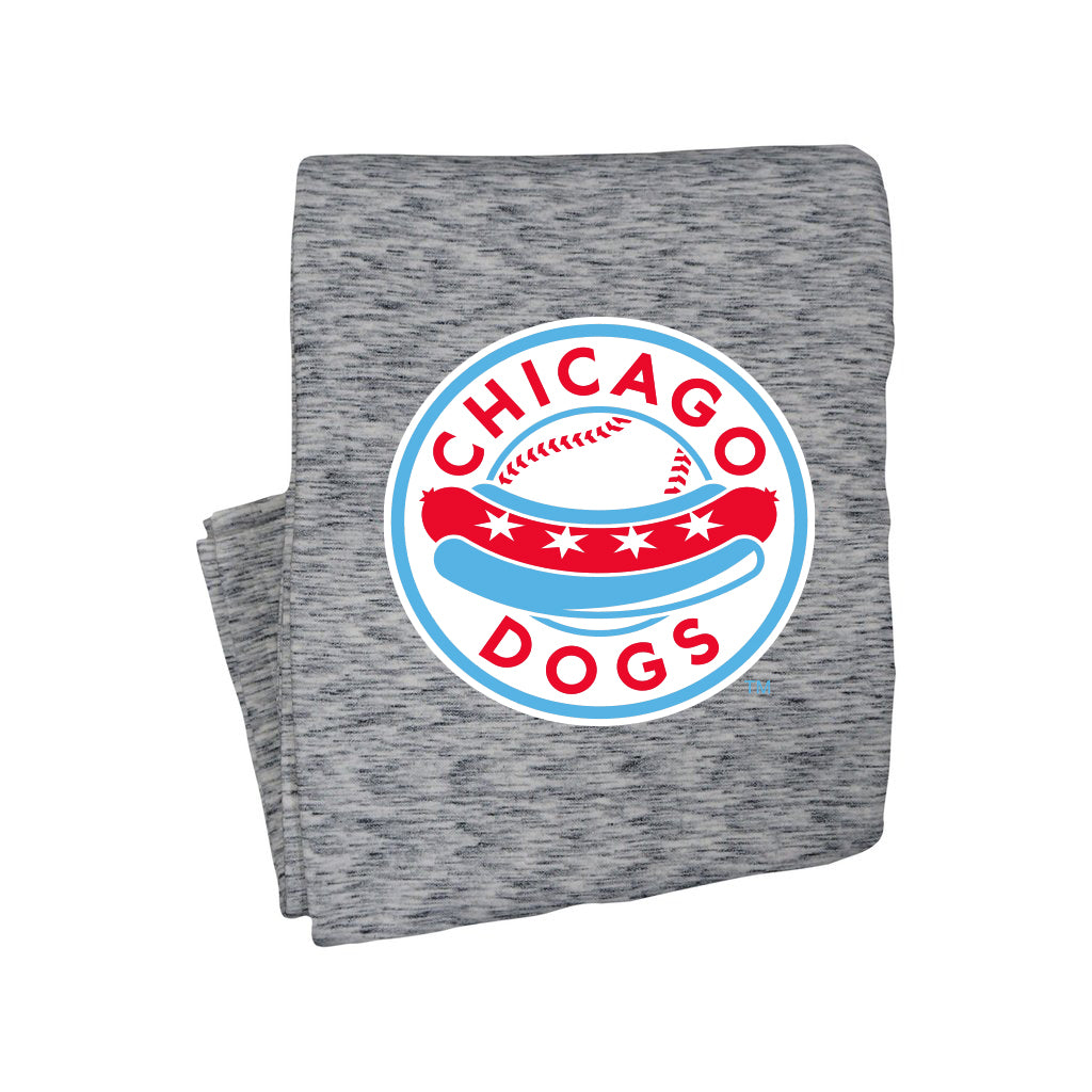 Chicago Dogs Primary Logo Sweatshirt Blanket - Salt & Pepper - Chicago Dogs Team Store