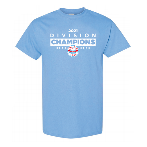 Chicago Dogs Mens 2021 Division Champions Short Sleeve Tee - Sky Blue - Chicago Dogs Team Store