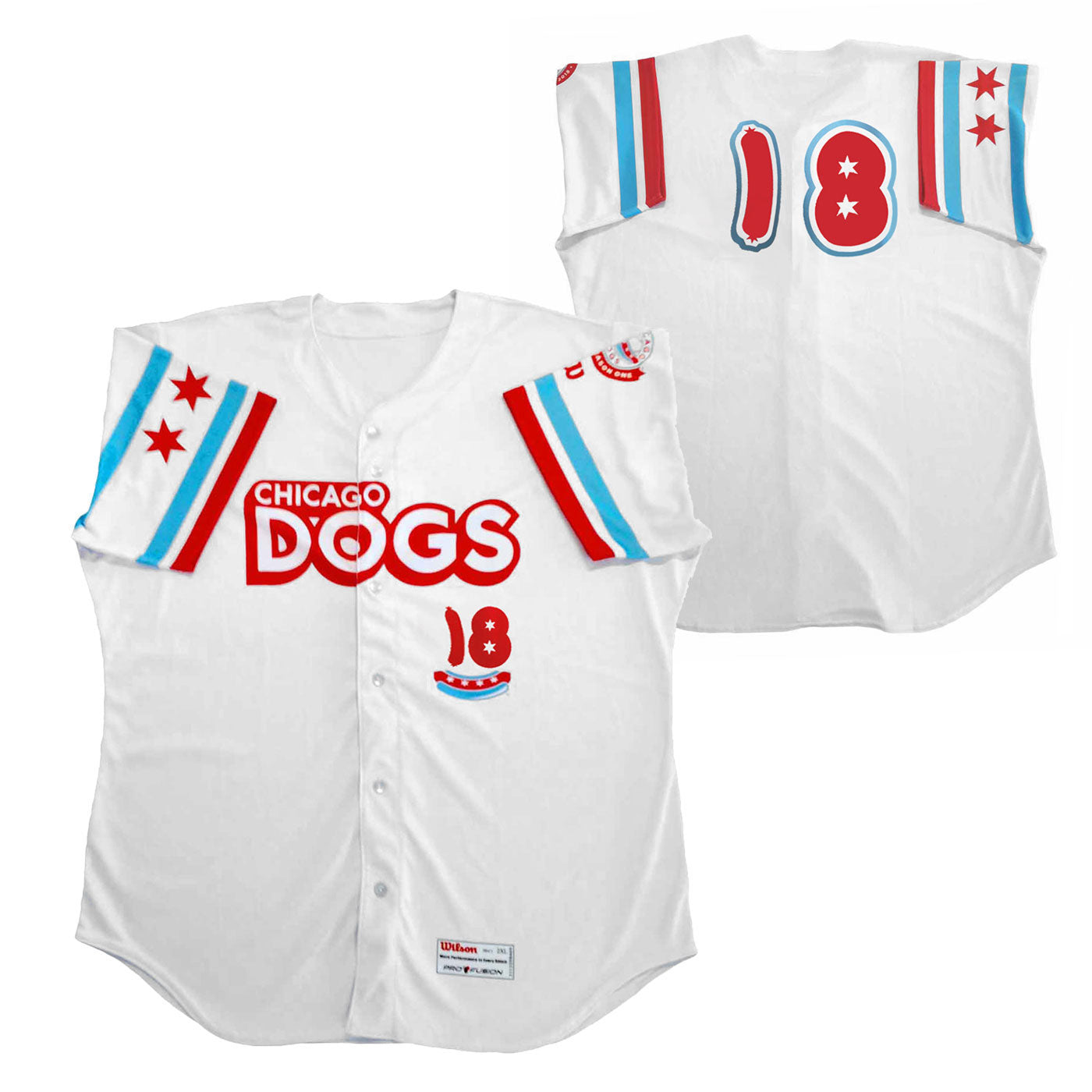 Chicago Dogs Wilson Pro Fusion Mens #18 Replica Home Jersey - White - Chicago Dogs Team Store