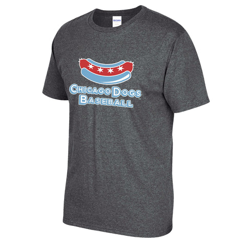 Chicago Dogs Mens Secondary Logo Short Sleeve Basic Tee - Dark Heather - Chicago Dogs Team Store