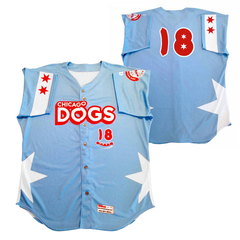 Chicago Dogs Wilson Pro Fusion Mens #18 Replica Road Jersey - Light Blue - Chicago Dogs Team Store