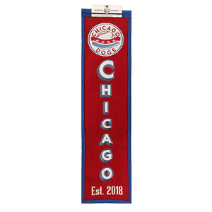 Chicago Dogs Winning Streak Sports 8x32 Wool Heritage Banner - Red - Chicago Dogs Team Store