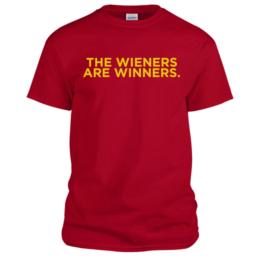 Chicago Dogs Mens The Wieners Are Winners Short Sleeve Tee - Red - Chicago Dogs Team Store