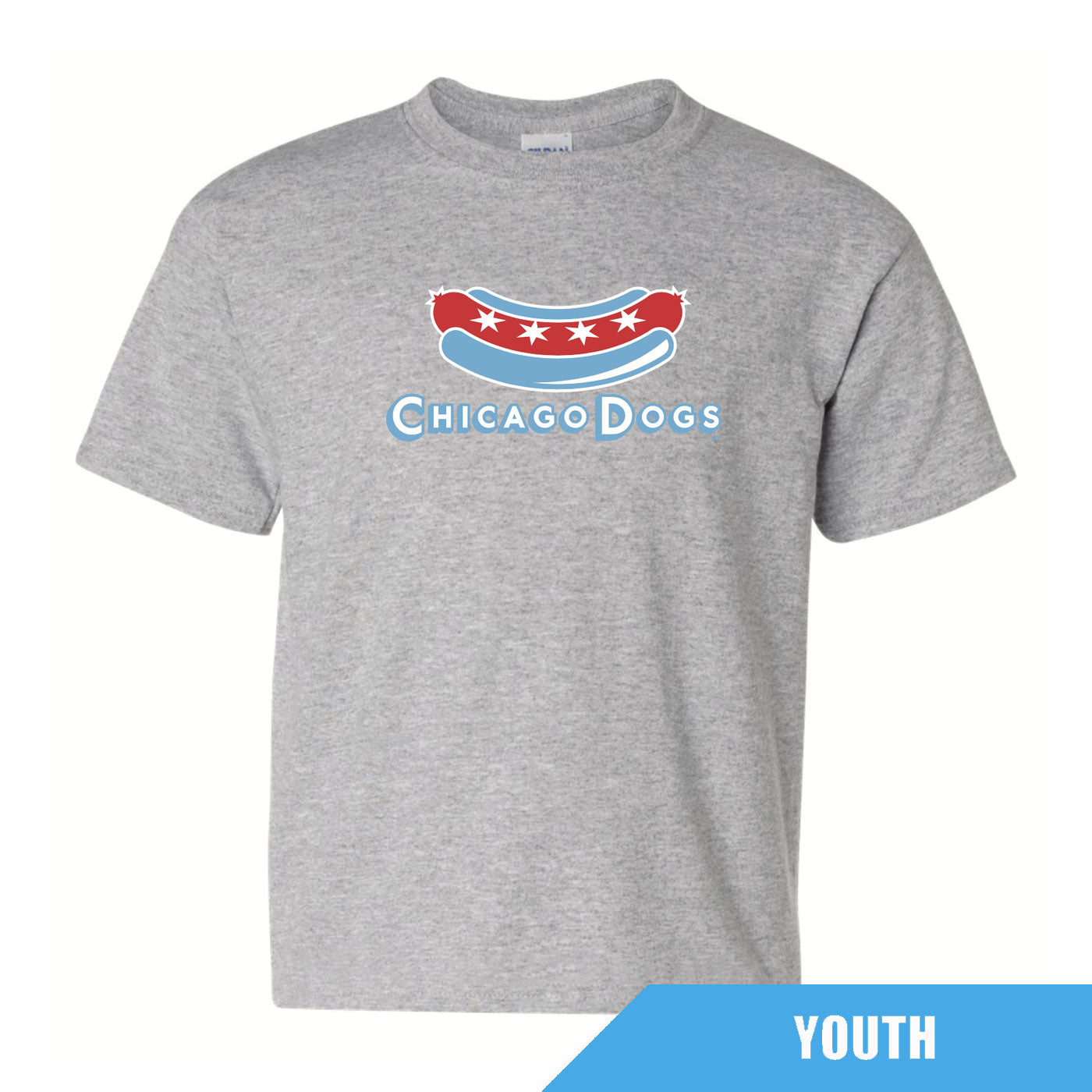 Chicago Dogs Youth Secondary Logo Short Sleeve Basic Tee - Grey - Chicago Dogs Team Store