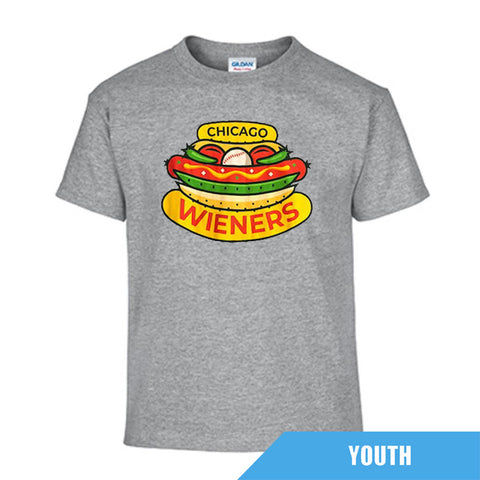 Chicago Dogs Youth Chicago Wieners Short Sleeve Tee - Grey - Chicago Dogs Team Store